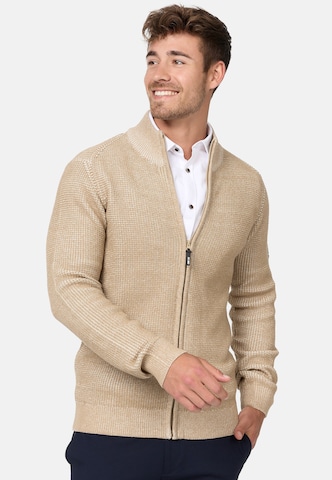 INDICODE JEANS Knit Cardigan 'Layton' in Beige: front
