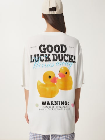 T-shirt oversize Happiness İstanbul en beige : devant