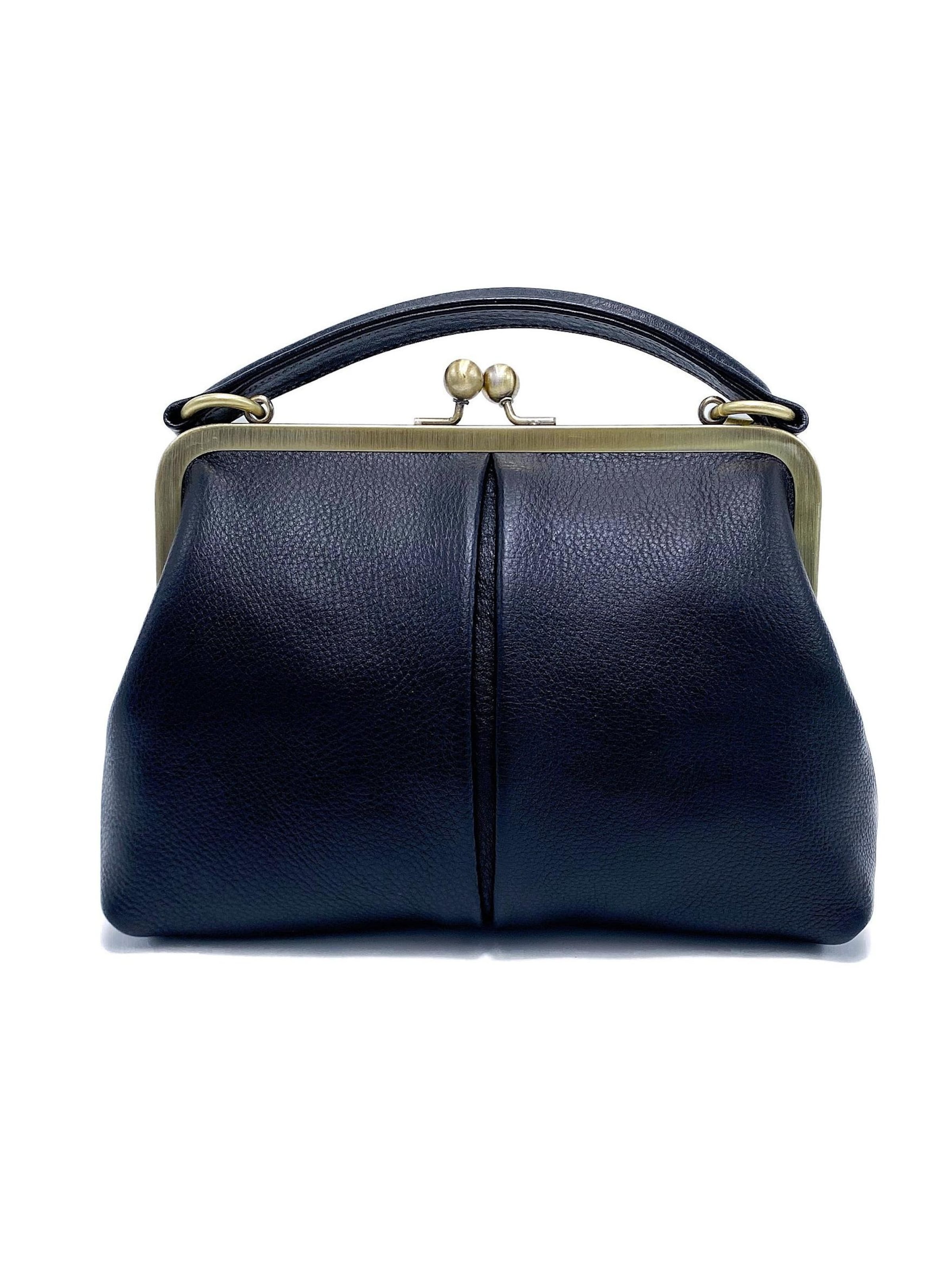 Taschenkinder Handbag 'Kleine Olive – Leder Handtasche & Umhängetasche' in Black: front