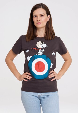 LOGOSHIRT T-Shirt 'Peanuts - Snoopy' in Grau: Vorderseite