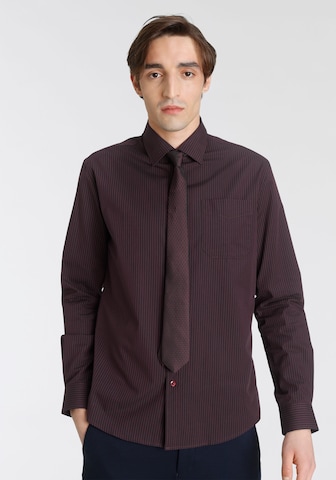Man's World City Business EM Regular fit Button Up Shirt in Brown: front