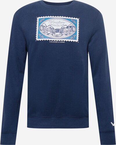 COLOURS & SONS Sweater majica u plava / tamno plava / bijela, Pregled proizvoda