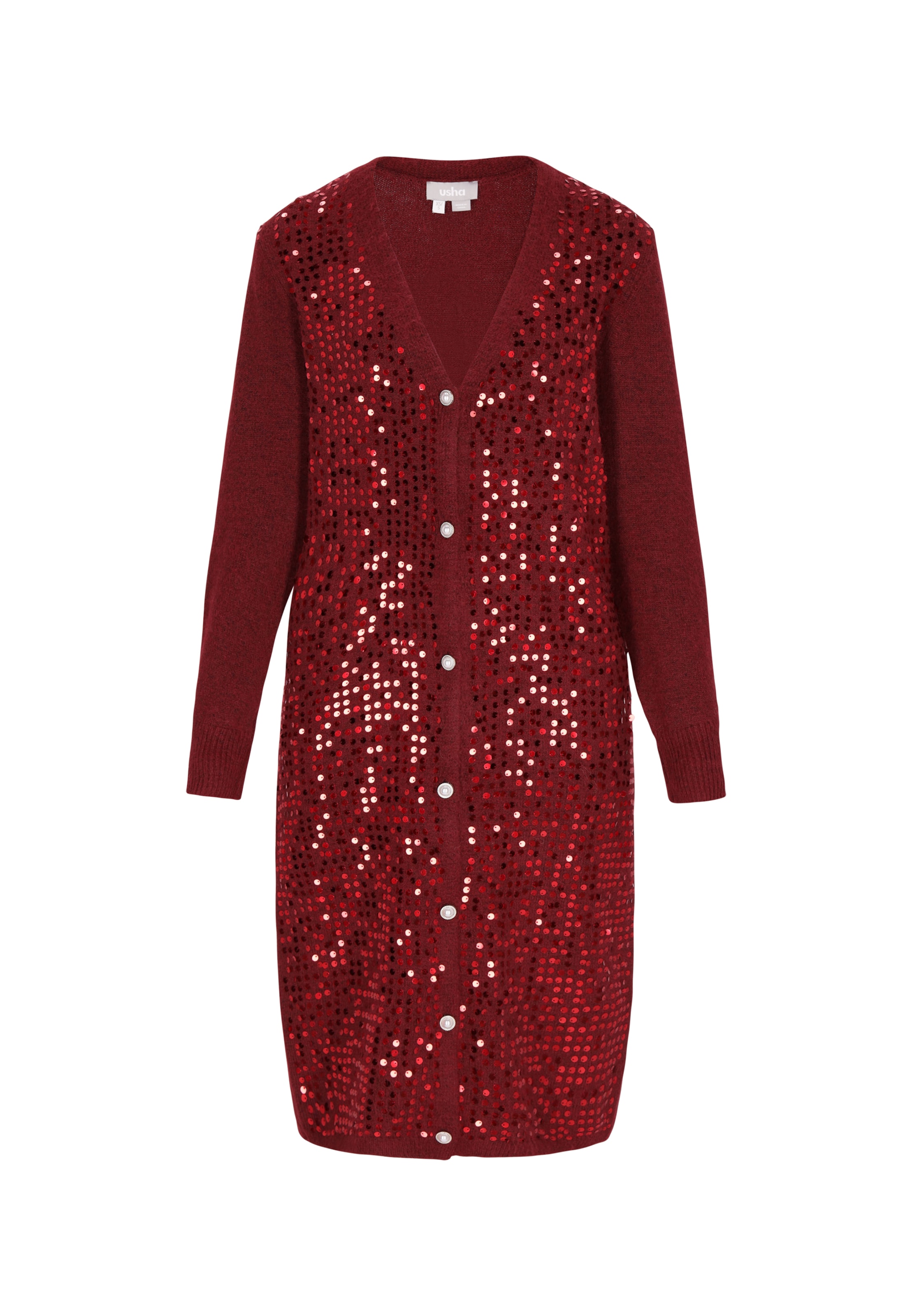 Usha Knit Cardigan in Red: front