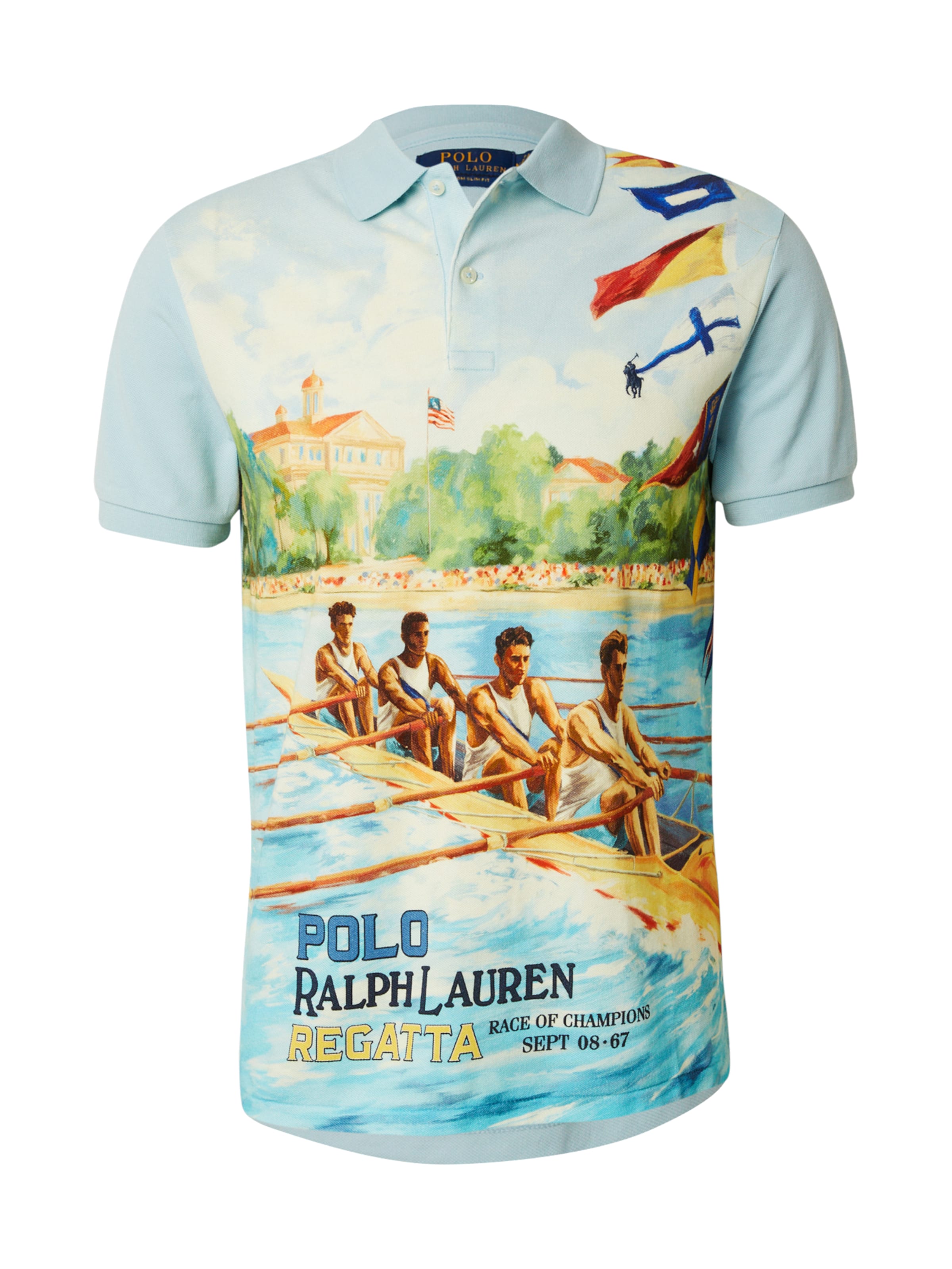 Tricou de la Polo Ralph Lauren pe albastru: față