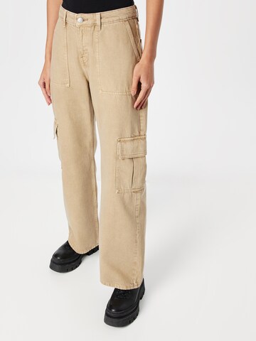 Monki Regular Cargojeans in Beige: voorkant