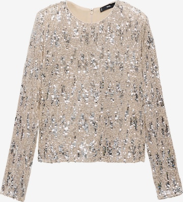 T-shirt 'XLENJUI' MANGO en argent : devant