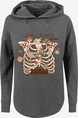 Sweat-shirt 'Feeling Christmas in the bones' F4NT4STIC en gris : devant