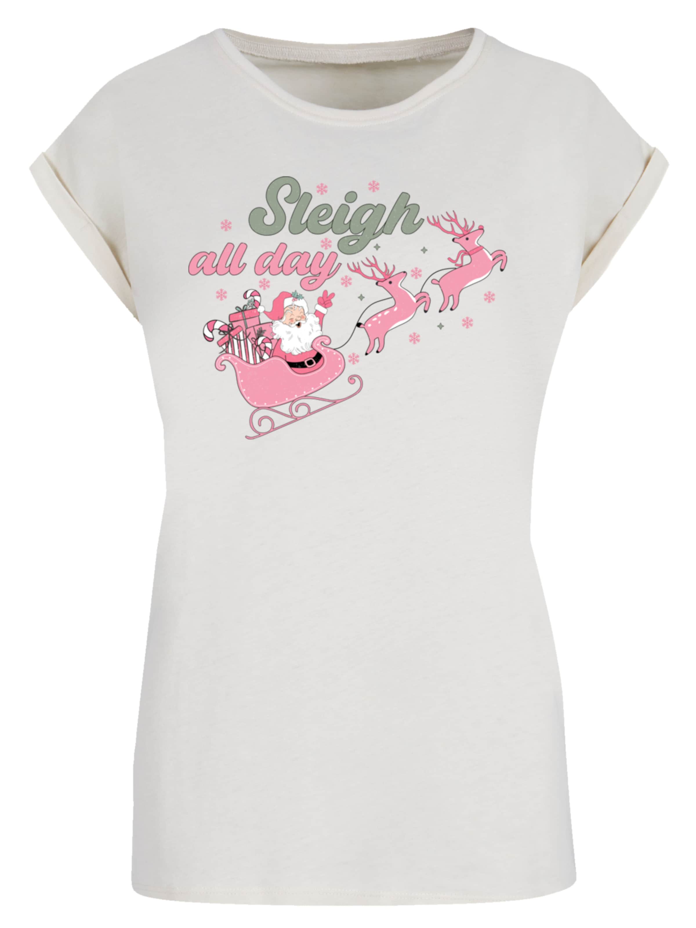 F4NT4STIC Shirt 'Christmas Sleigh all day' in beige / grün / pink / schwarz / weiß, Produktansicht