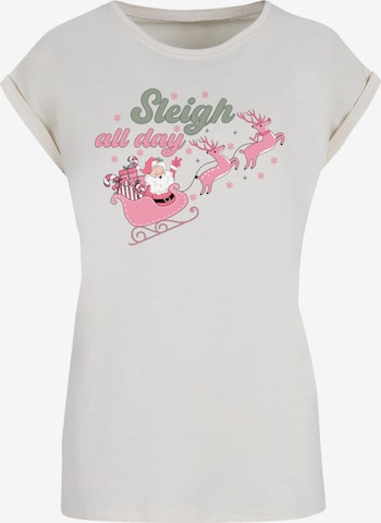 T-shirt 'Christmas Sleigh all day' F4NT4STIC en beige : devant