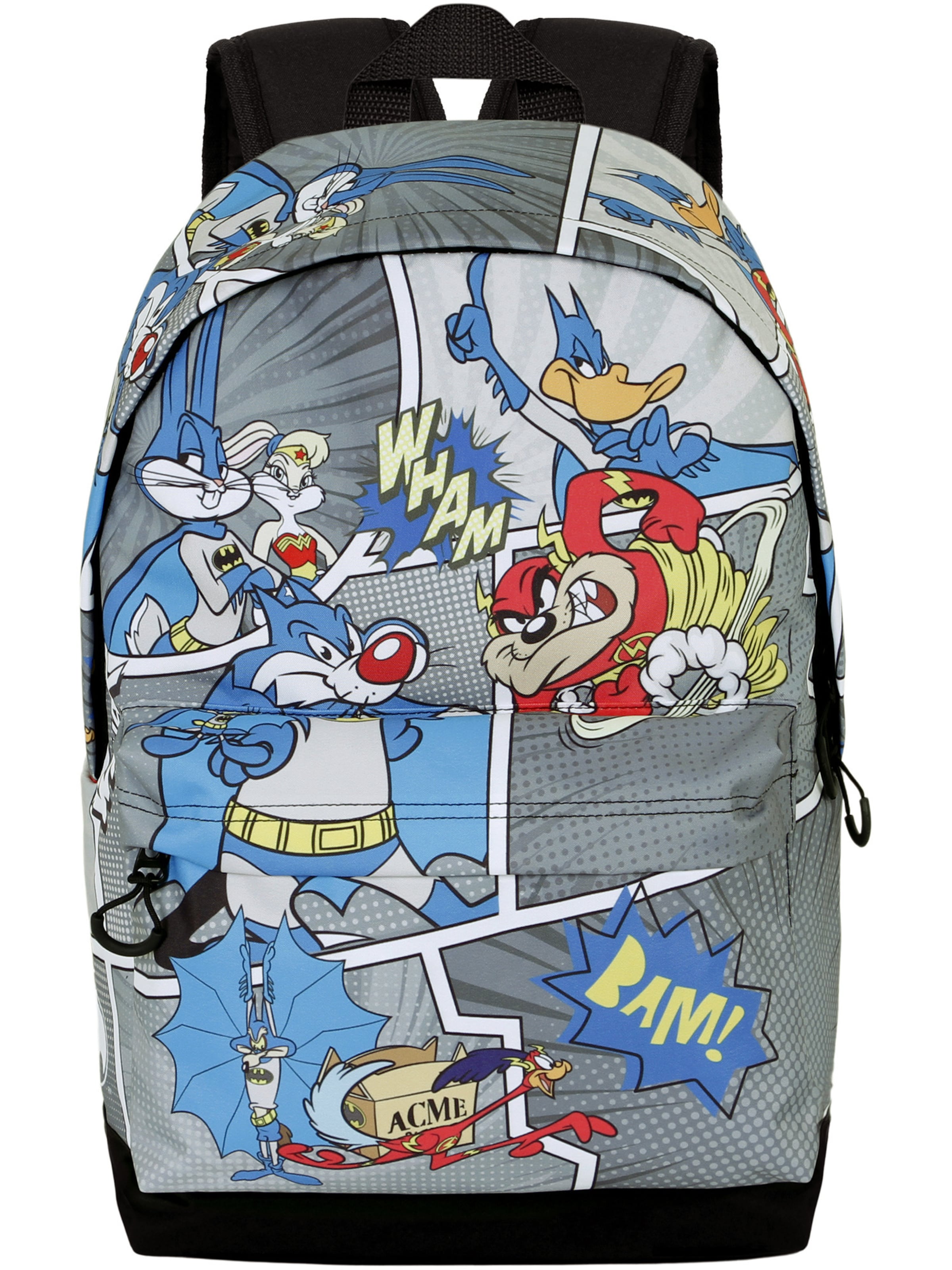 Warner Bros. Rucksack 'Looney Tunes Batman Comic' in Grau: Vorderseite