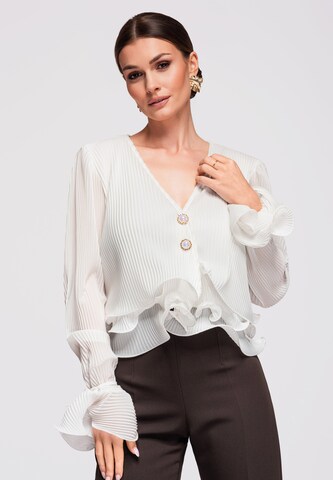 Ombre Blouse in White: front