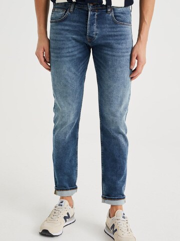 WE Fashion Slimfit Jeans in Blauw: voorkant