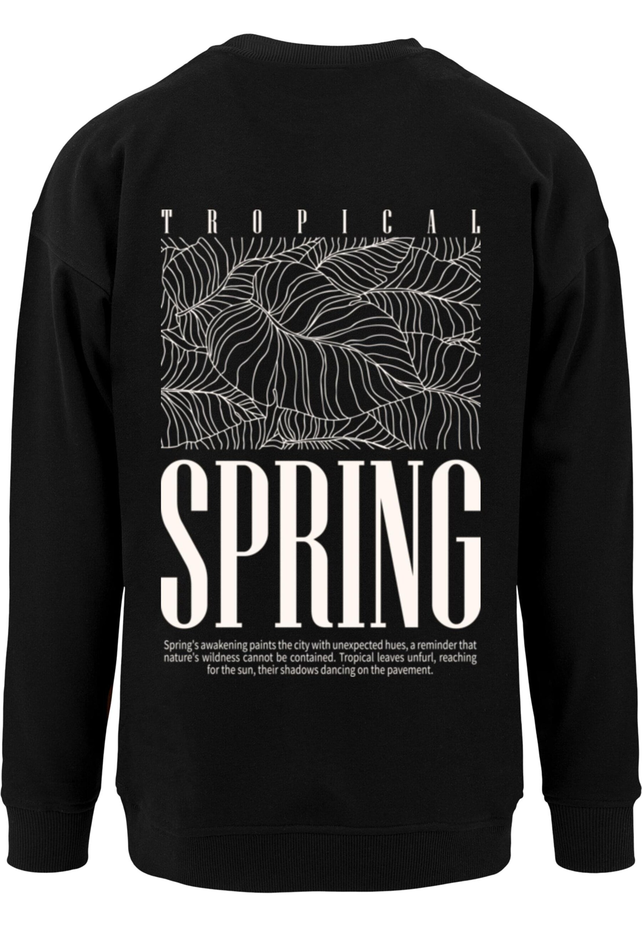 Merchcode Sweatshirt 'Tropical Spring' in Schwarz