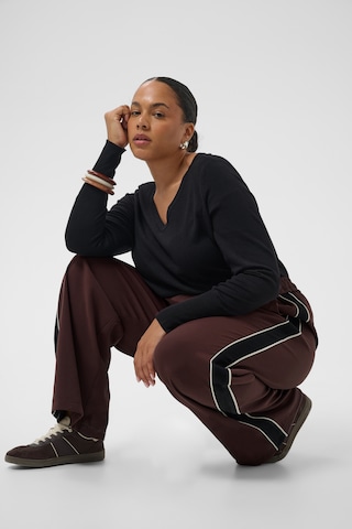 KAFFE CURVE Wide leg Broek 'Gally' in Bruin