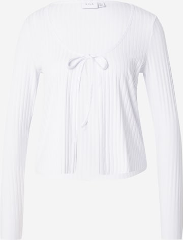 VILA Плетена жилетка 'RIBINI' в бяло: отпред