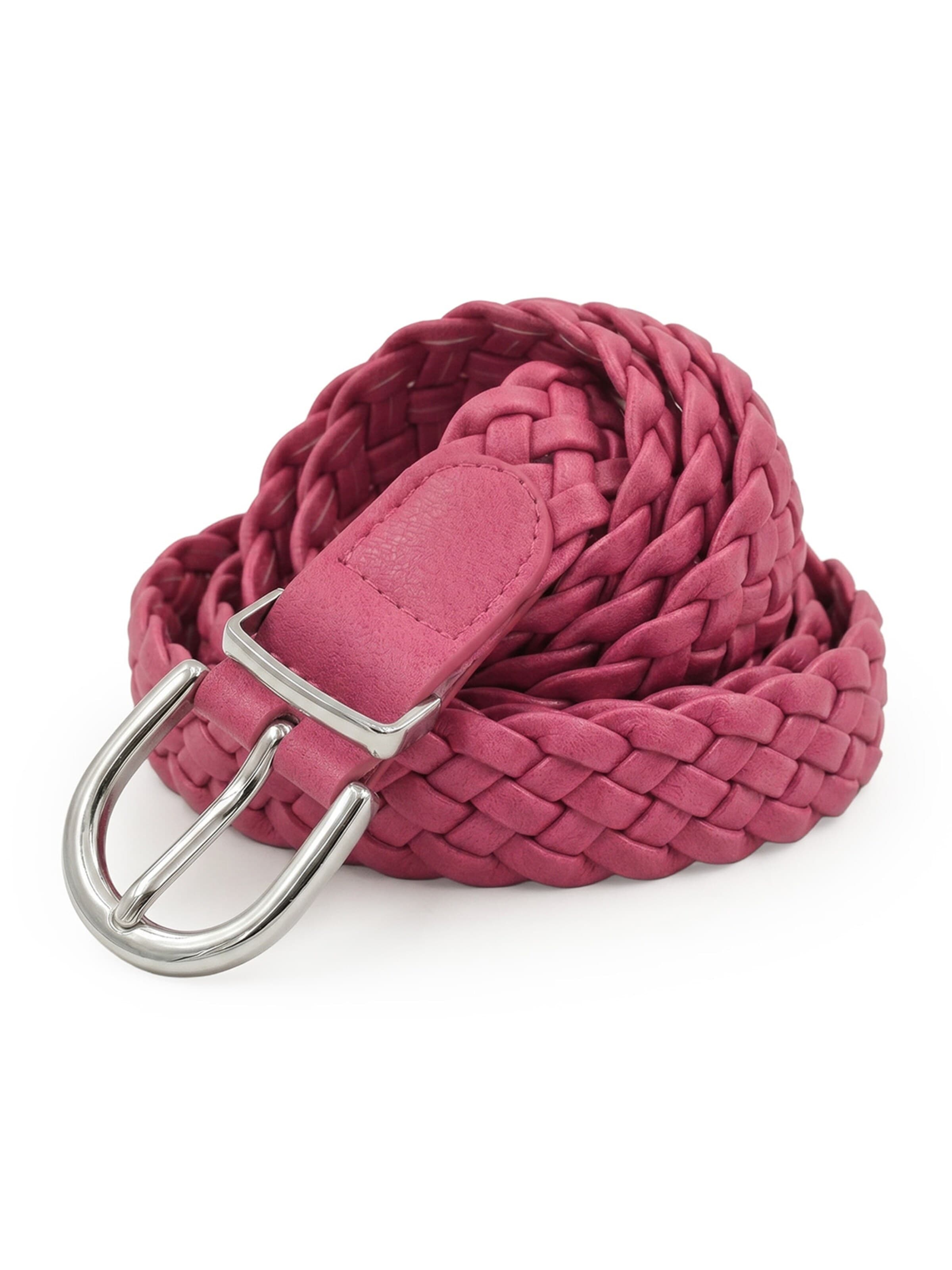 styleBREAKER Gürtel 'Flechtgürtel schmal'‌‌‌‌‌‌‌‌‌‌ in Pink: Vorderseite