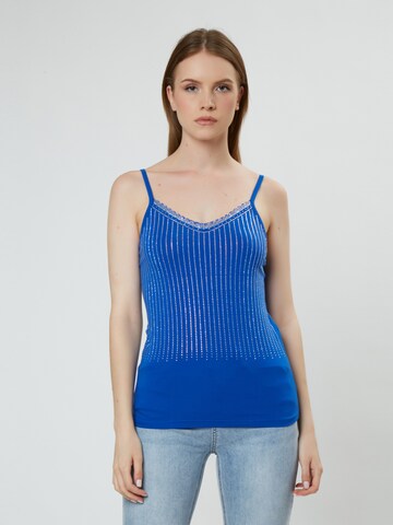 Influencer Top in Blauw: voorkant