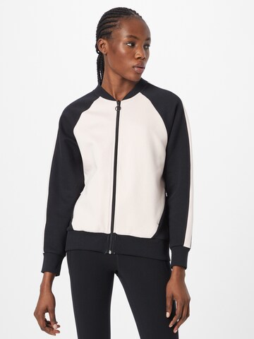 ESPRIT Athletic Zip-Up Hoodie in Black: front