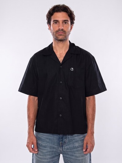 Carhartt WIP Button Up Shirt 'S/S KENDRY SHIRT BLACK / WHITE' in S in Black, Item view