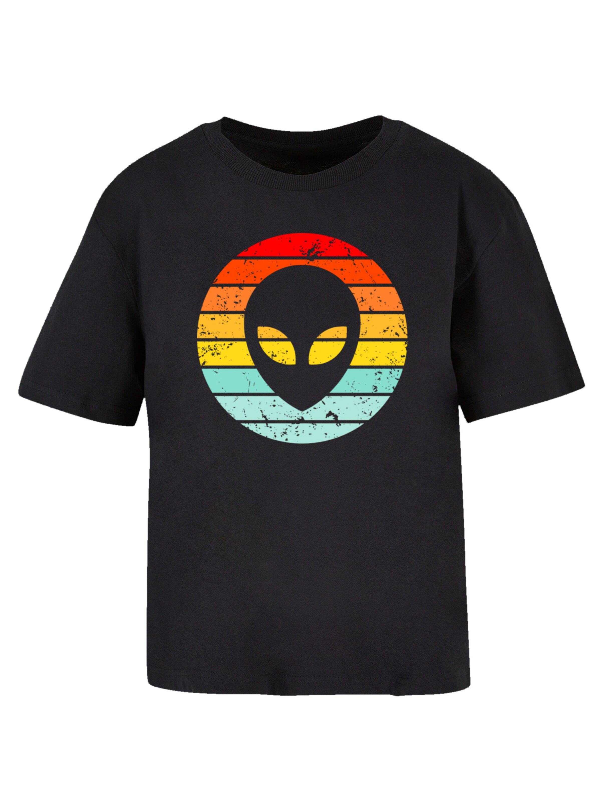 F4NT4STIC Shirt 'Alien Retro Sonnenuntergang' in Zwart: voorkant