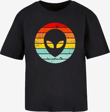 F4NT4STIC Shirt 'Alien Retro Sonnenuntergang' in Zwart: voorkant