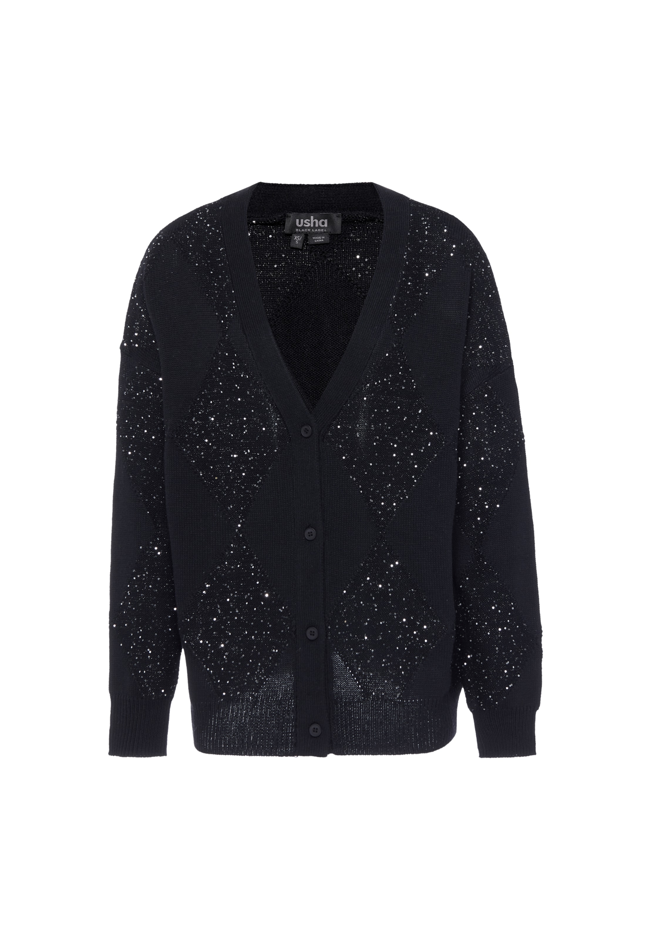 Cardigan usha BLACK LABEL en noir : devant
