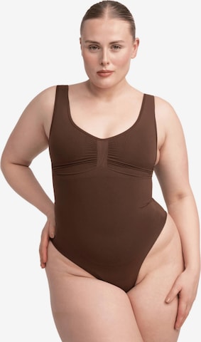 creamy Shaping Bodysuit in Brown: front
