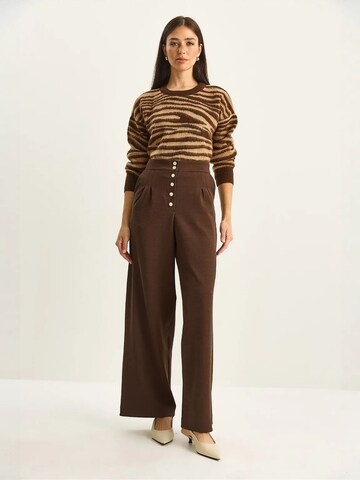 Bianco Lucci Wide leg Bandplooibroek in Bruin