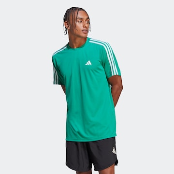 ADIDAS PERFORMANCE Функционална тениска 'Train Essentials 3-Stripes' в зелено: отпред
