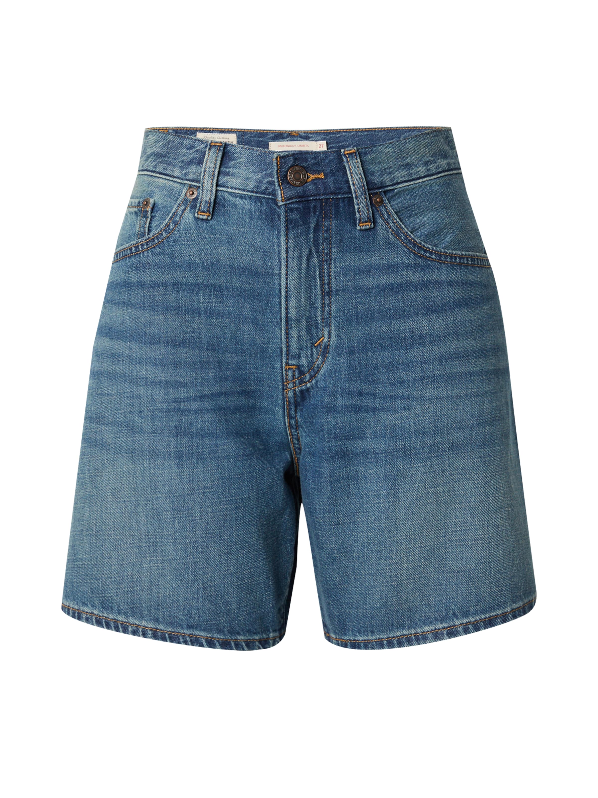 mėlyna LEVI'S ® Džinsai 'High Baggy Short Linen + Denim': priekis