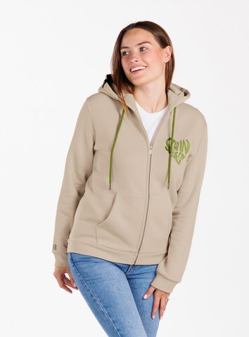 Key Largo - Sudadera con cremallera ' SWEET APPLE ' en beige: frente