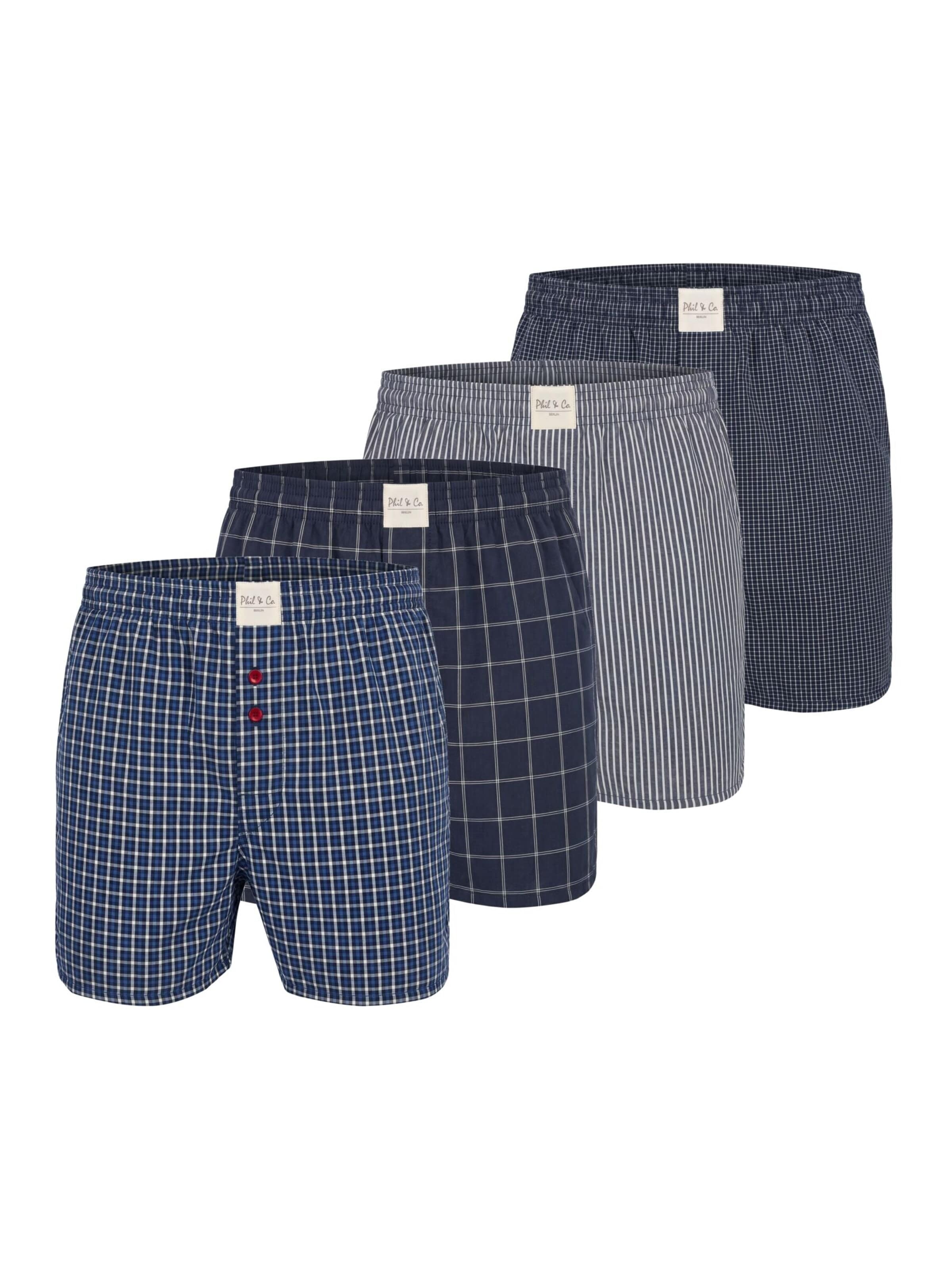 Phil & Co. Berlin Boxershorts 'Phil & Co. Berlin Men's Woven Boxers 4 Pack – Loose Fit Boxer Shorts – 60% Cotton & 40% Polyester – Breathable, Wrinkle-Resistant & Easy Care'‌‌‌‌‌ in XL in mischfarben, Produktansicht
