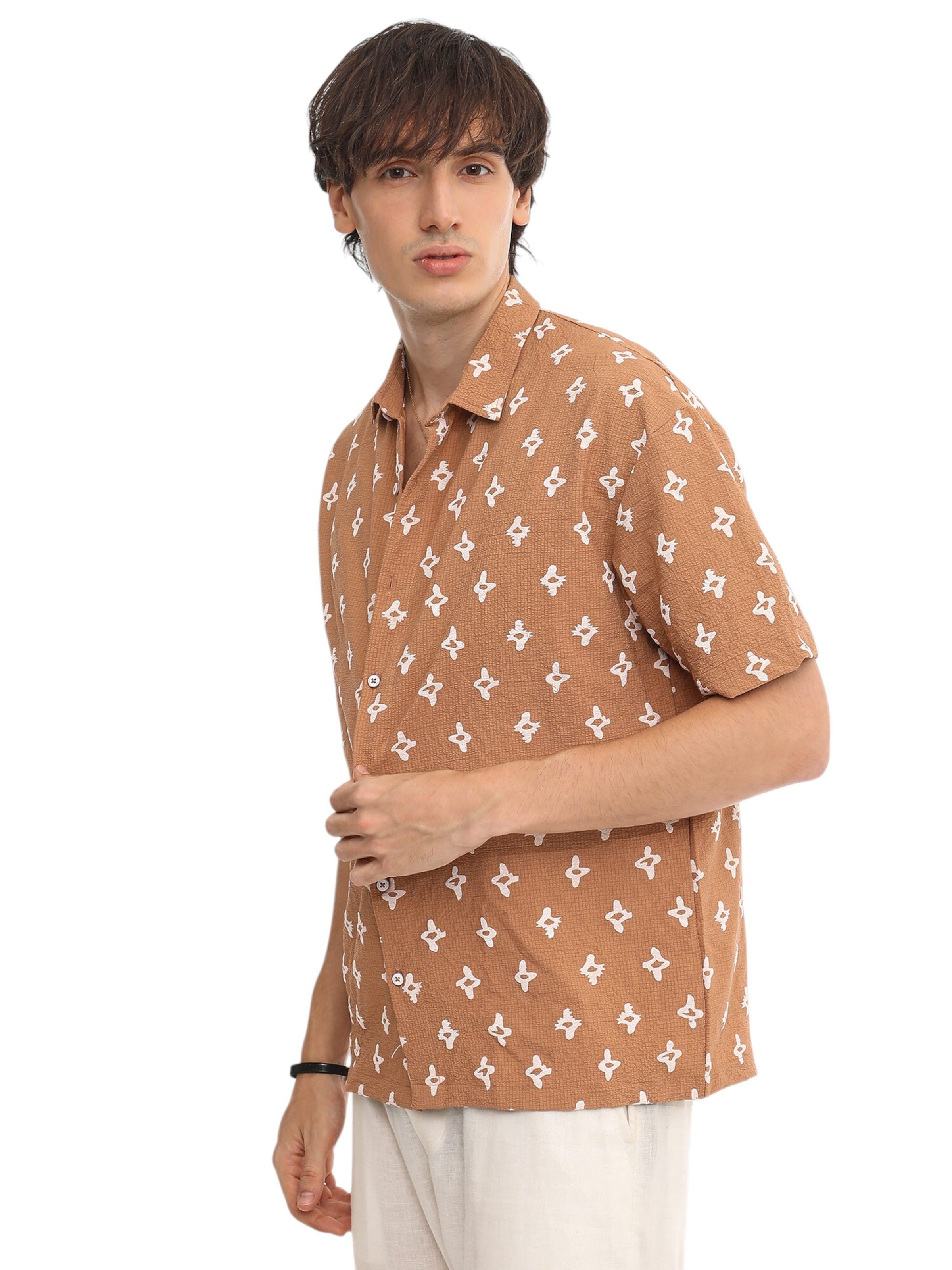 Campus Sutra Regular Fit Skjorte ' Tottie ' i brun