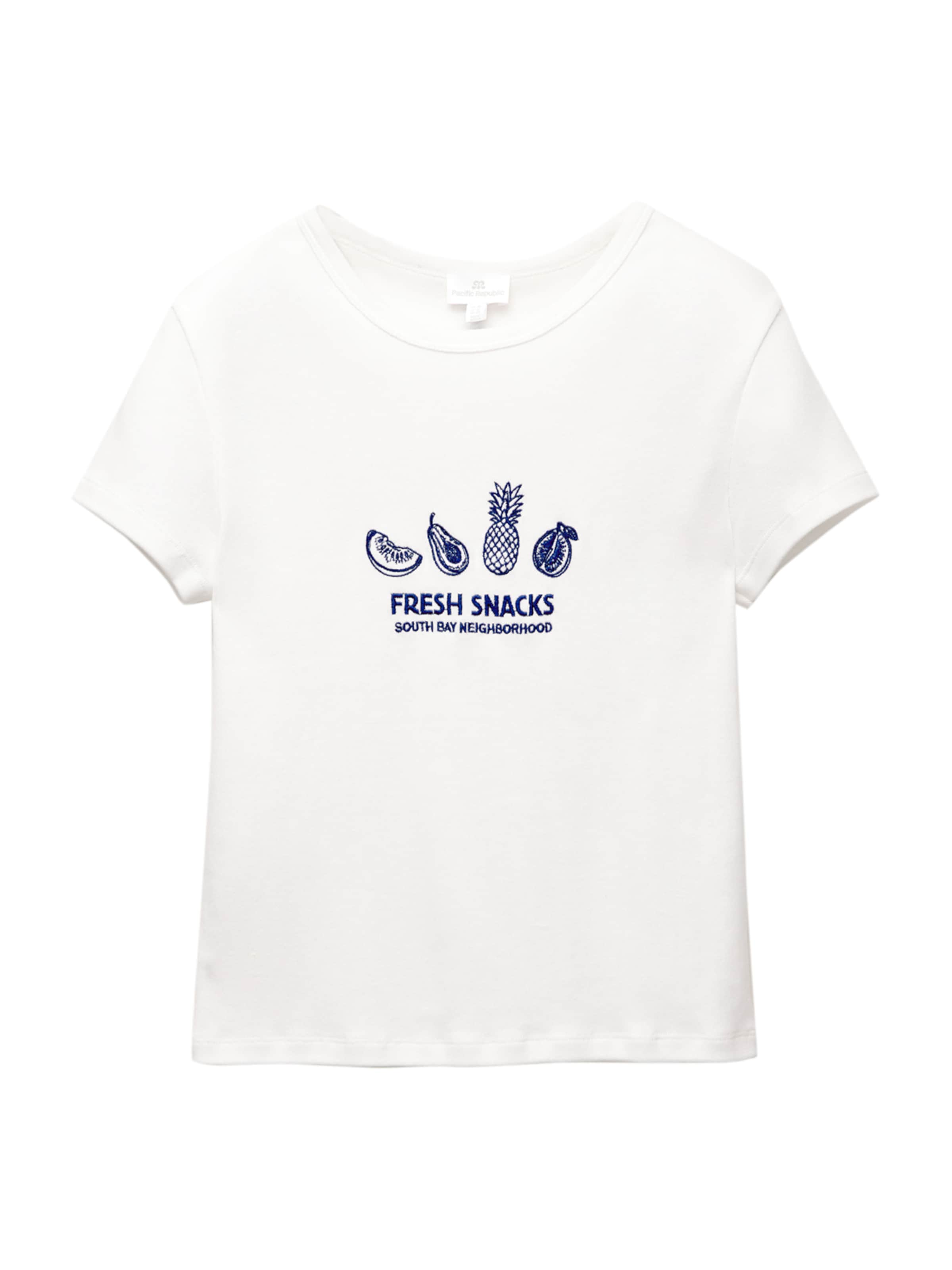 Maglietta 'PACIFIC FRUTAS' di Pull&Bear in bianco: frontale