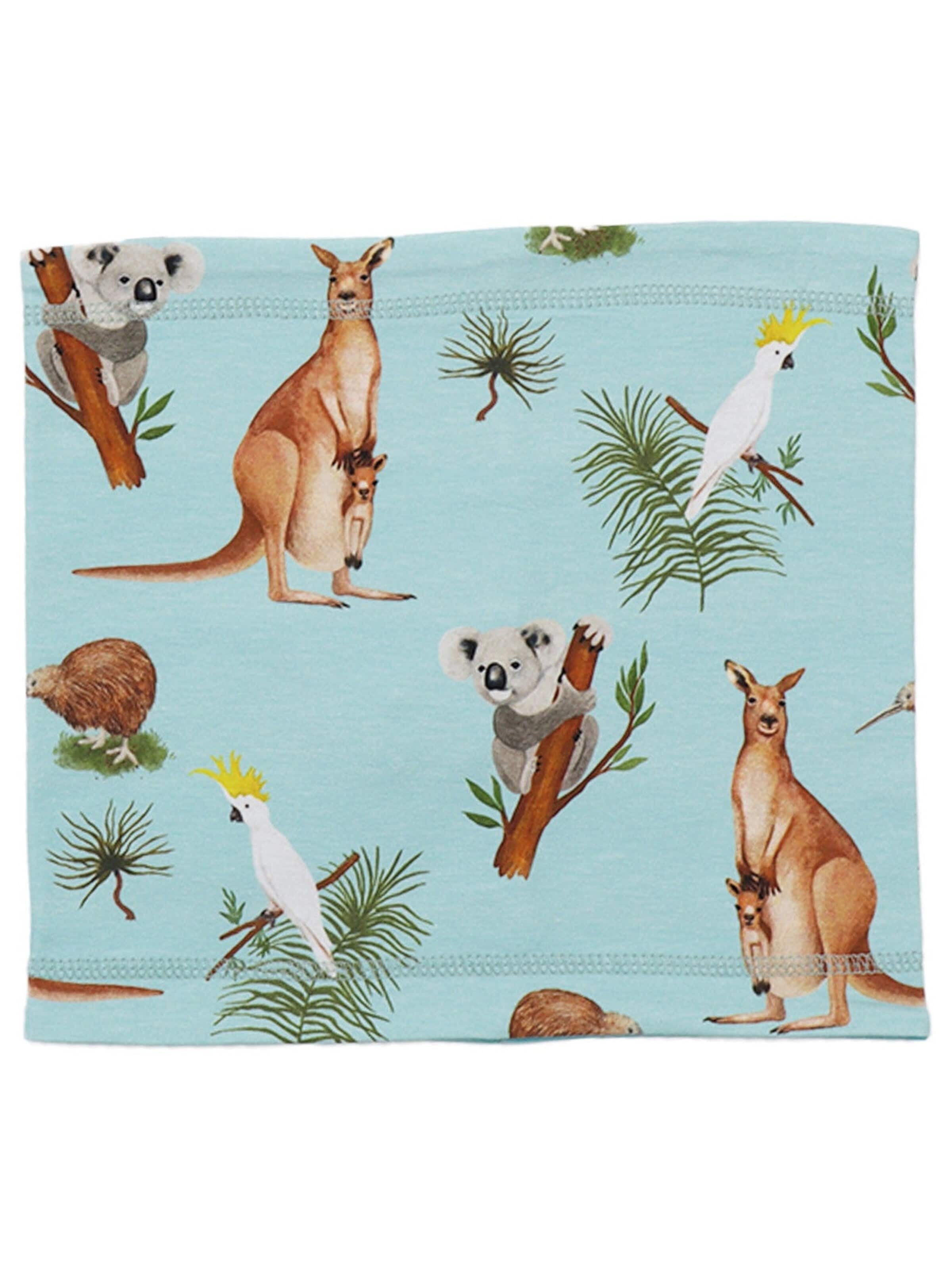Walkiddy Scarf 'Australian Animals' in Blue: front