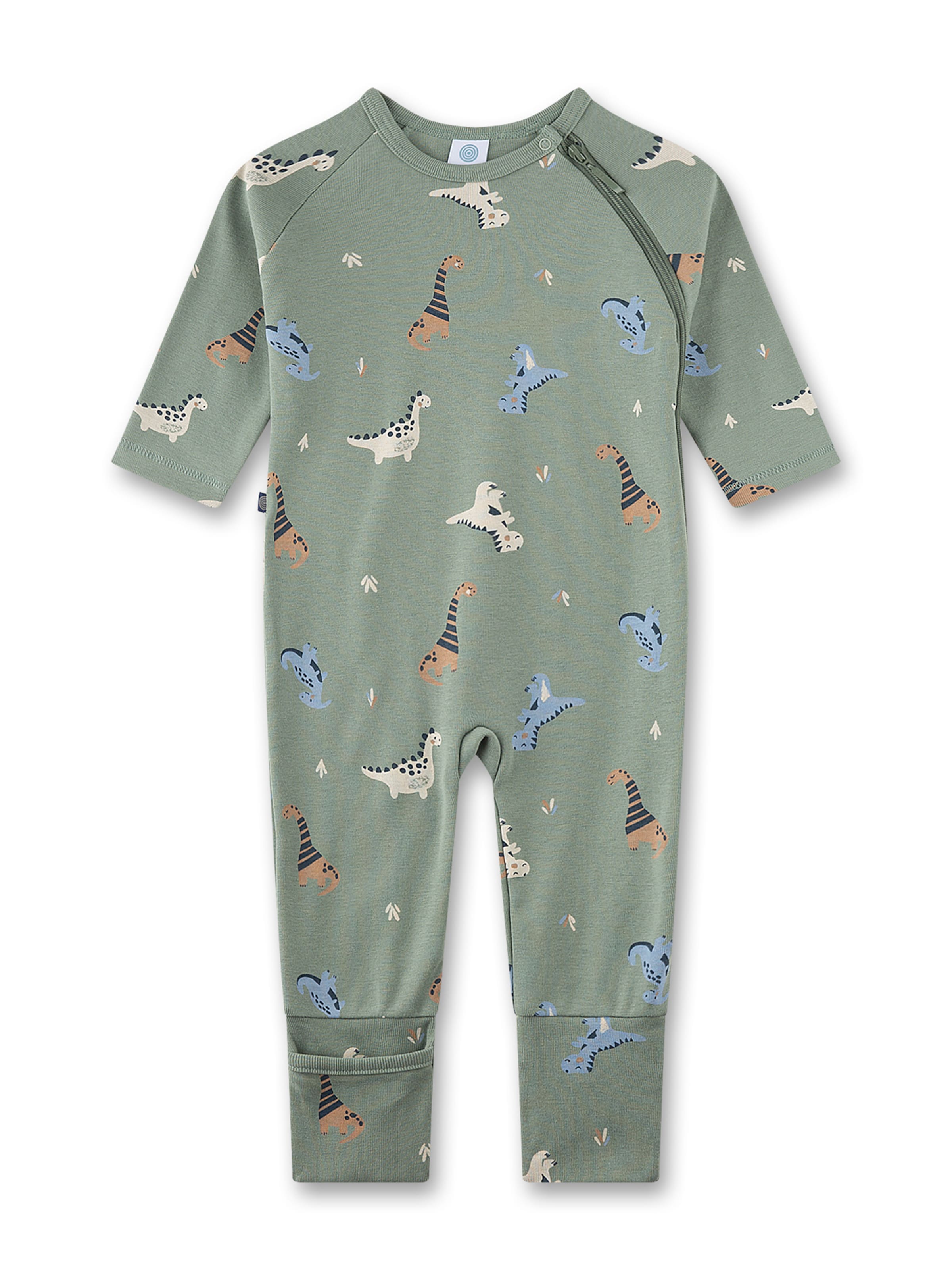 Tutina / body per bambino 'Dinos' di Sanetta in verde: frontale