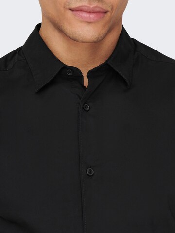 Slim fit Camicia 'Andy' di Only & Sons in nero