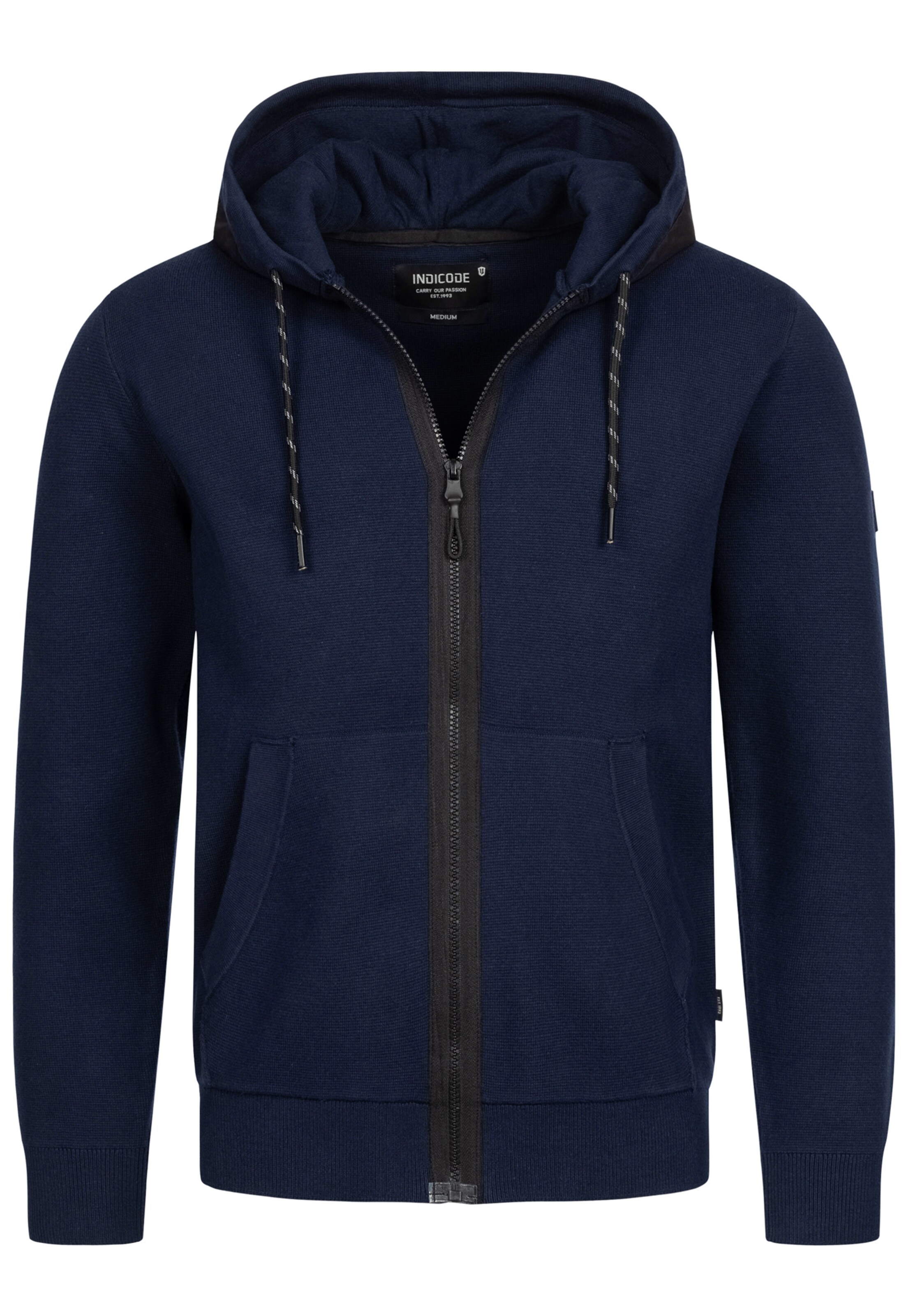 INDICODE JEANS Sweatvest in Blauw: voorkant