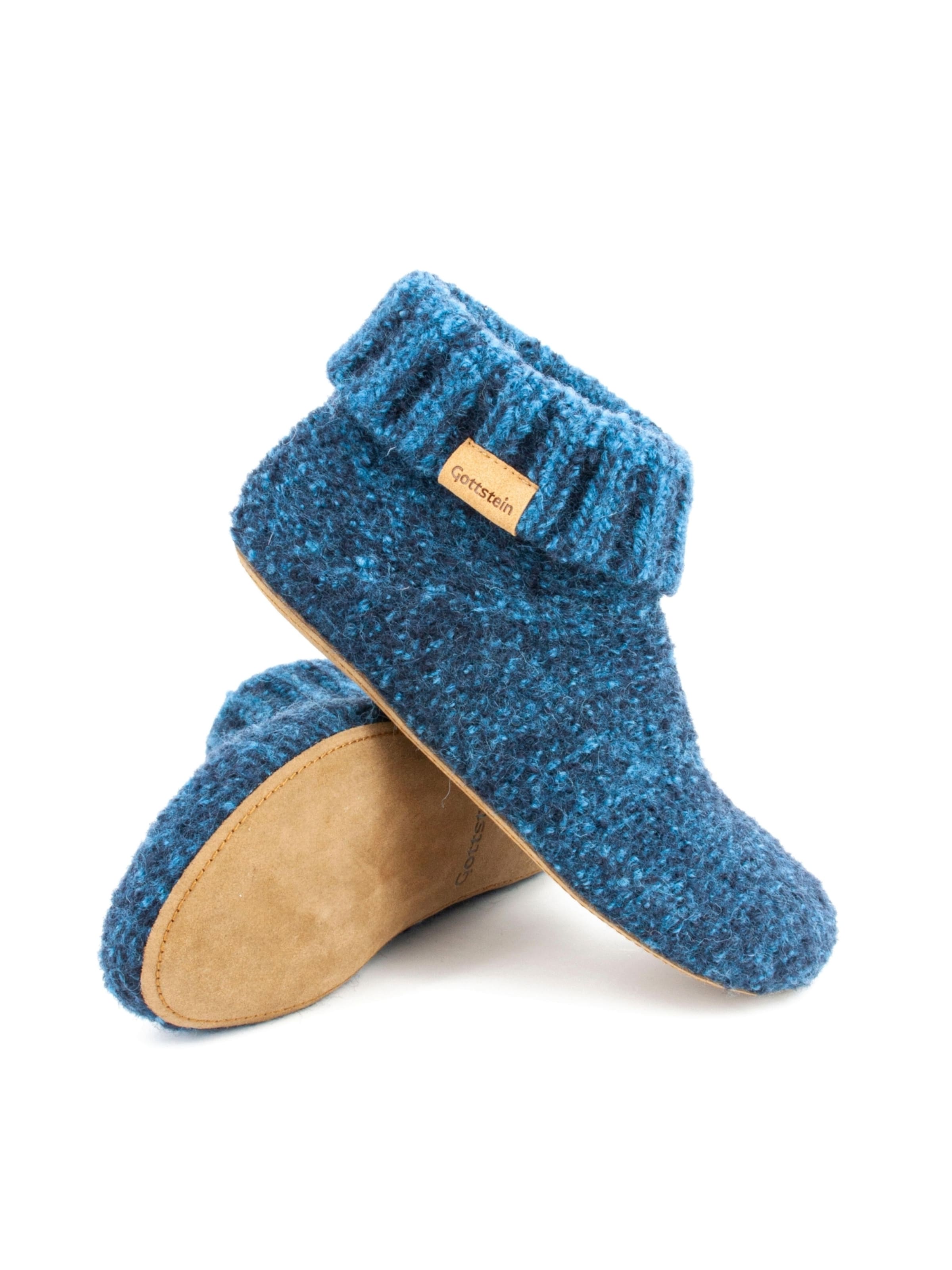 Gottstein Slippers 'Hüttenschuhe Knit Boot' in Blue