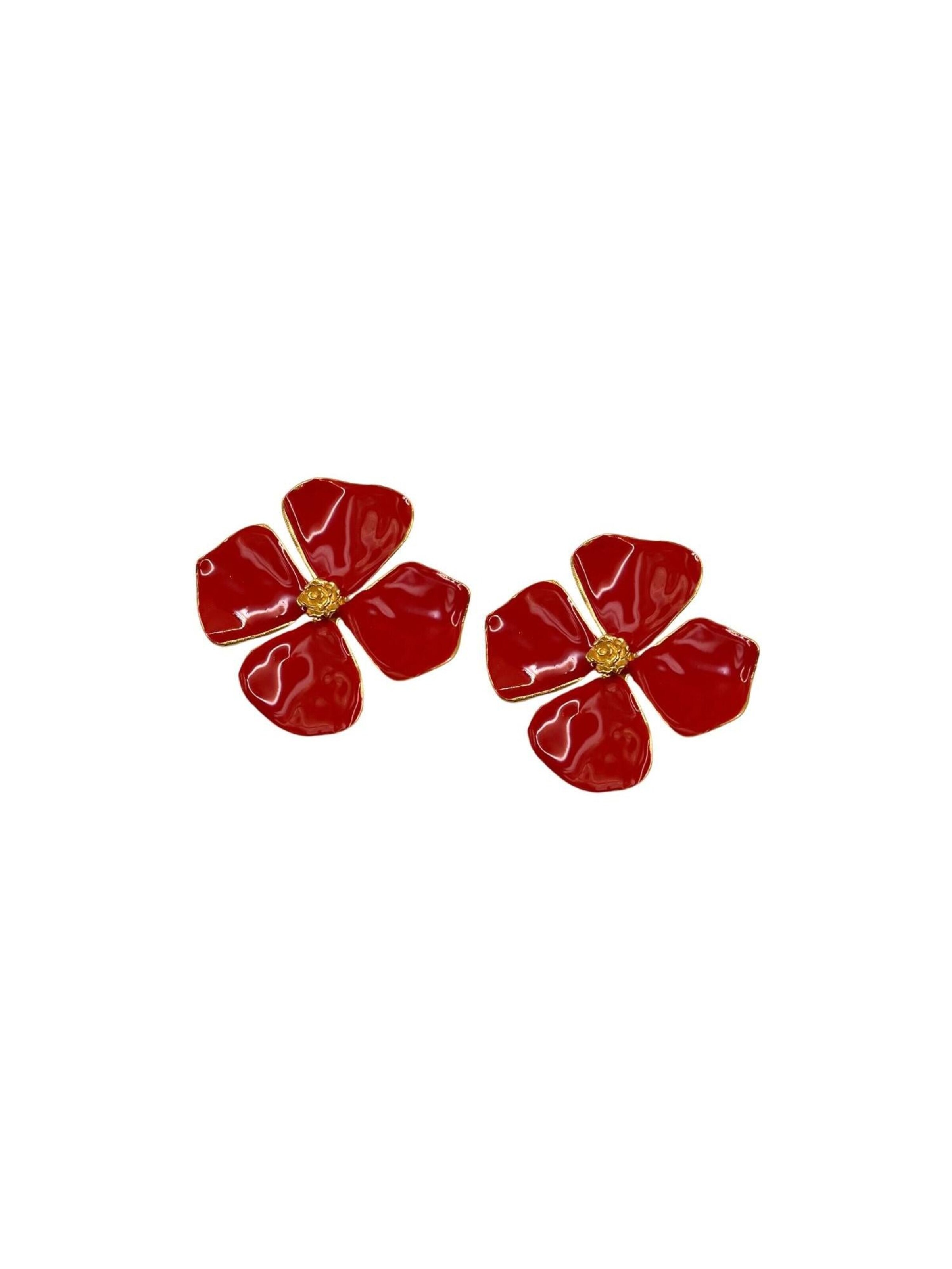 Boucles d'oreilles 'Garnet' Les Reines en rouge : devant