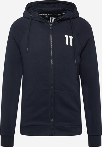 11 Degrees Zip-Up Hoodie in Blue: front