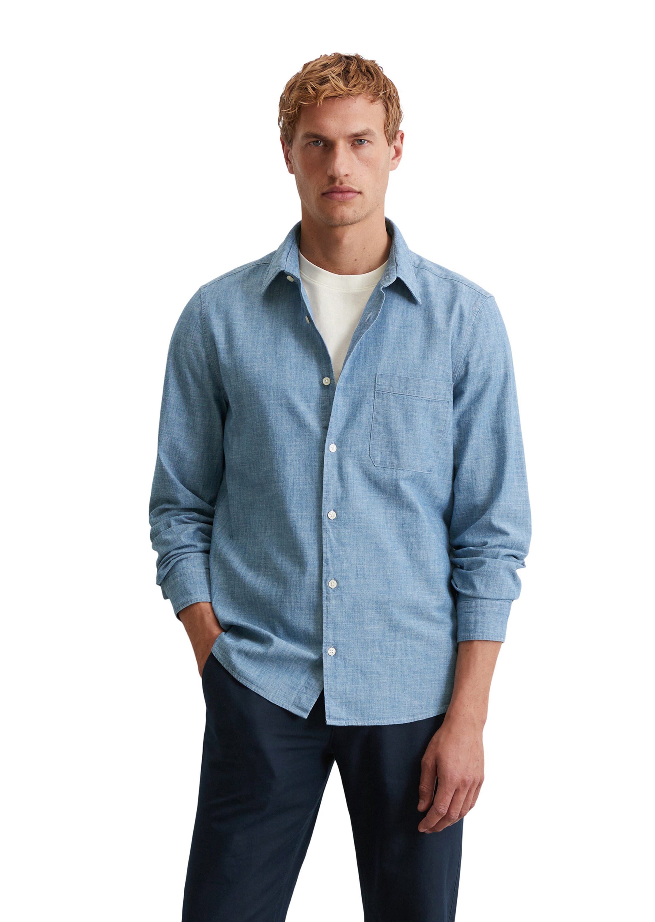 Marc O'Polo Regular Fit Hemd in Blau: Vorderseite