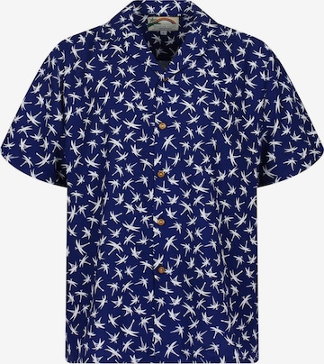 Paradise Found Button Up Shirt 'Tom Selleck Dragonfly' in Blue: front