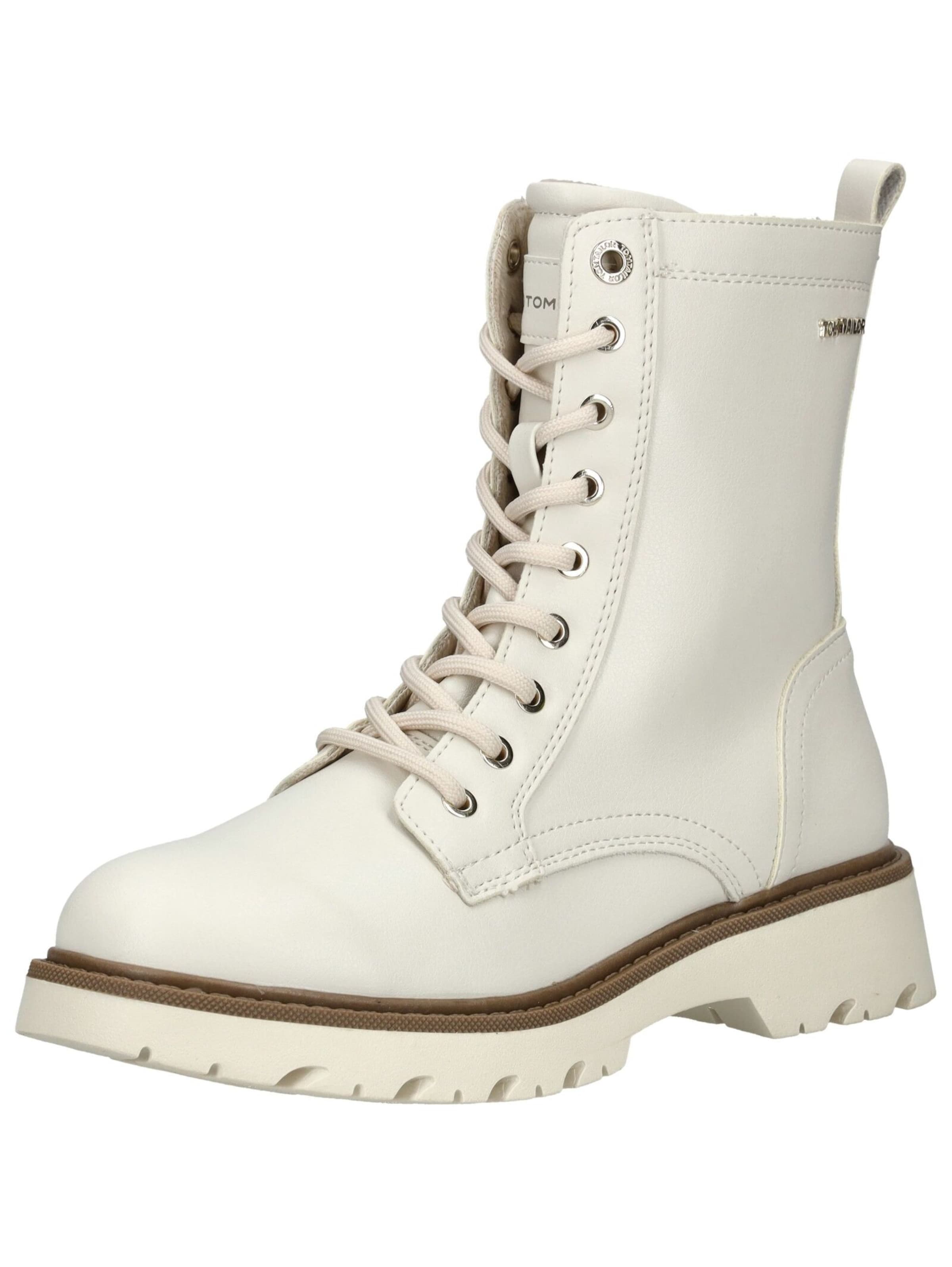 TOM TAILOR Lace-up bootie in White: front