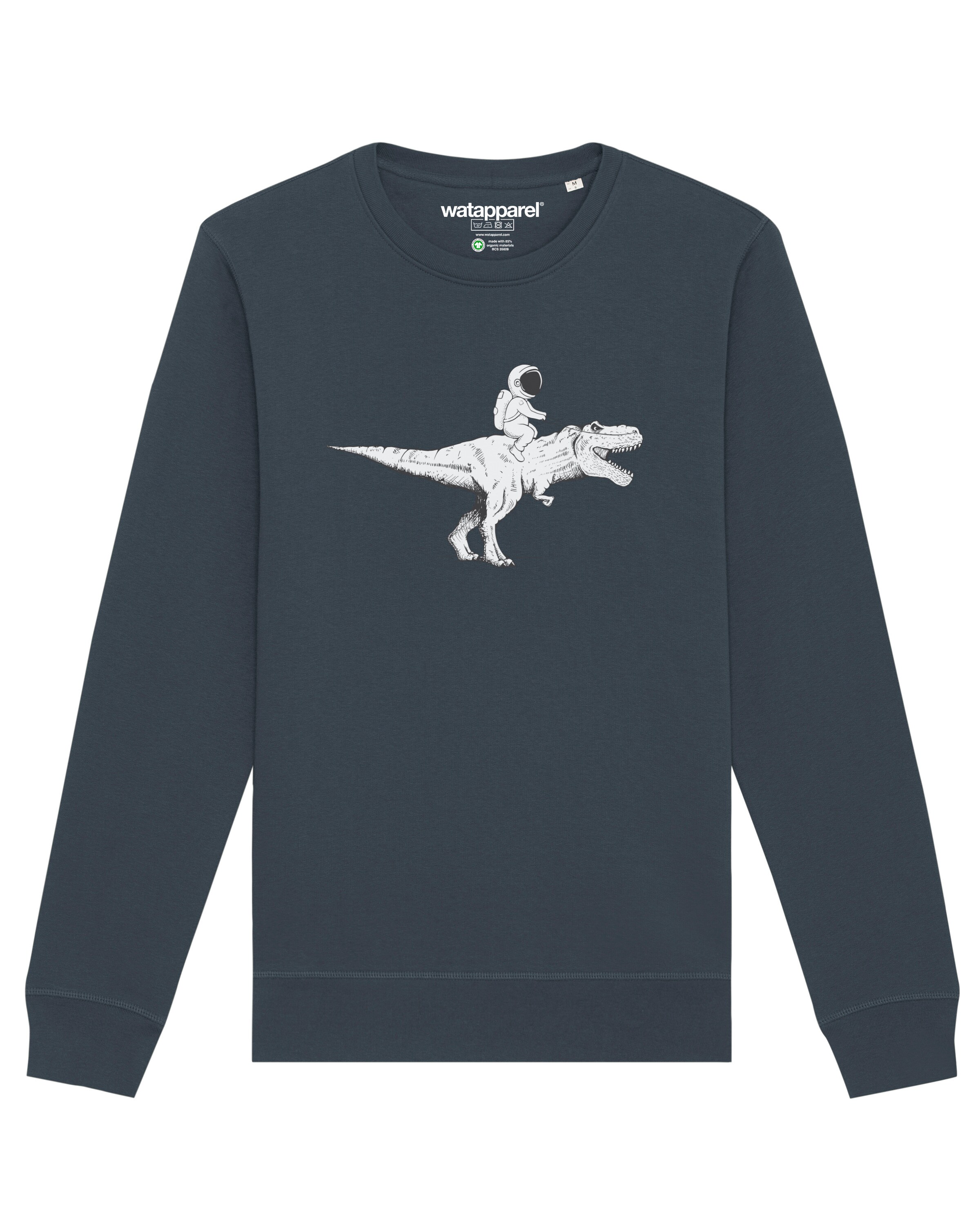Sweat-shirt ' Astronaut on T-Rex ' Watapparel en gris : devant