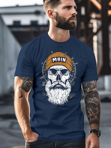 Neverless Shirt 'Skull Moin' in Blue