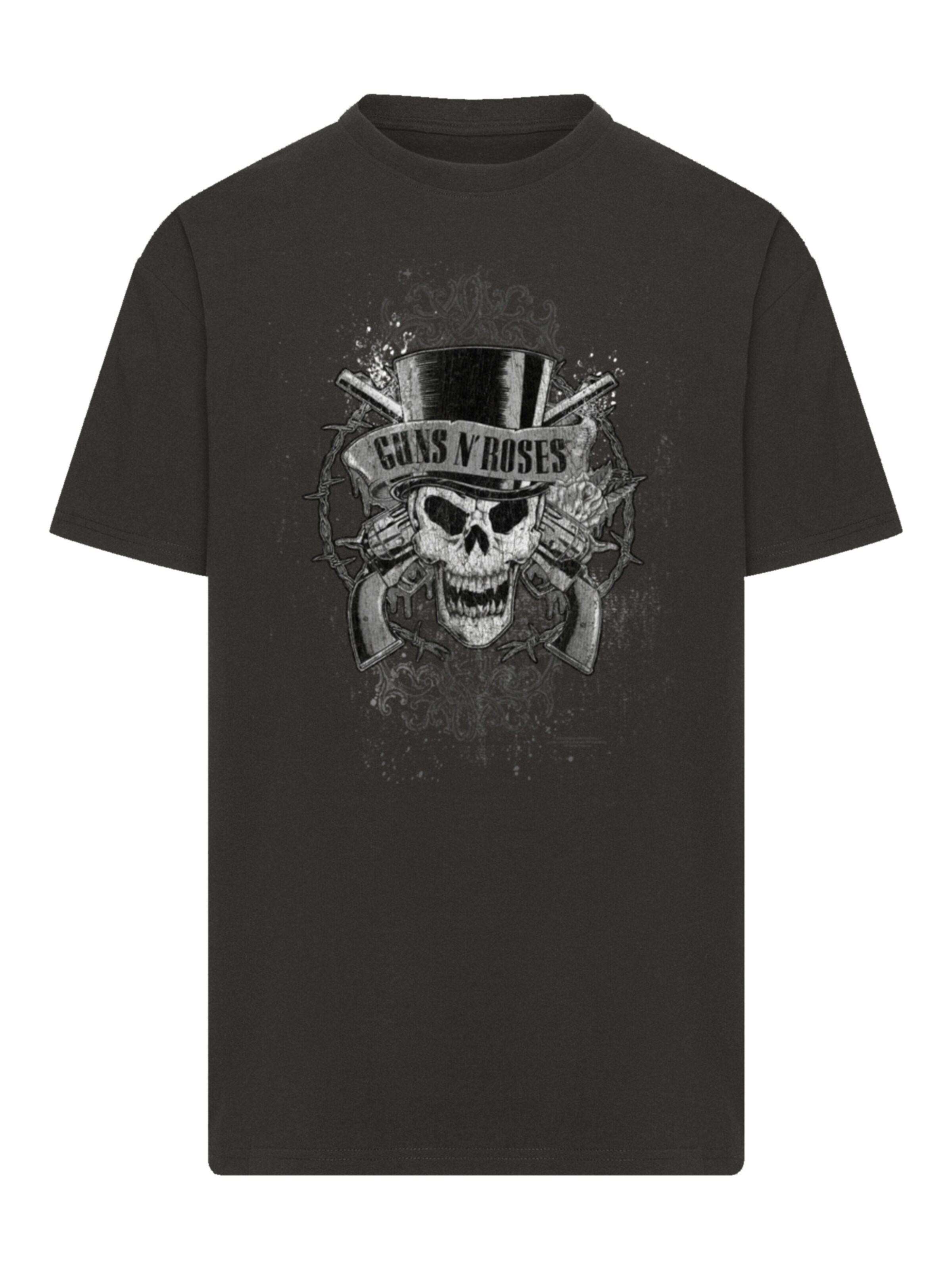 F4NT4STIC T-Shirt 'Guns 'N' Roses Skull And Pistols' in Schwarz: Vorderseite
