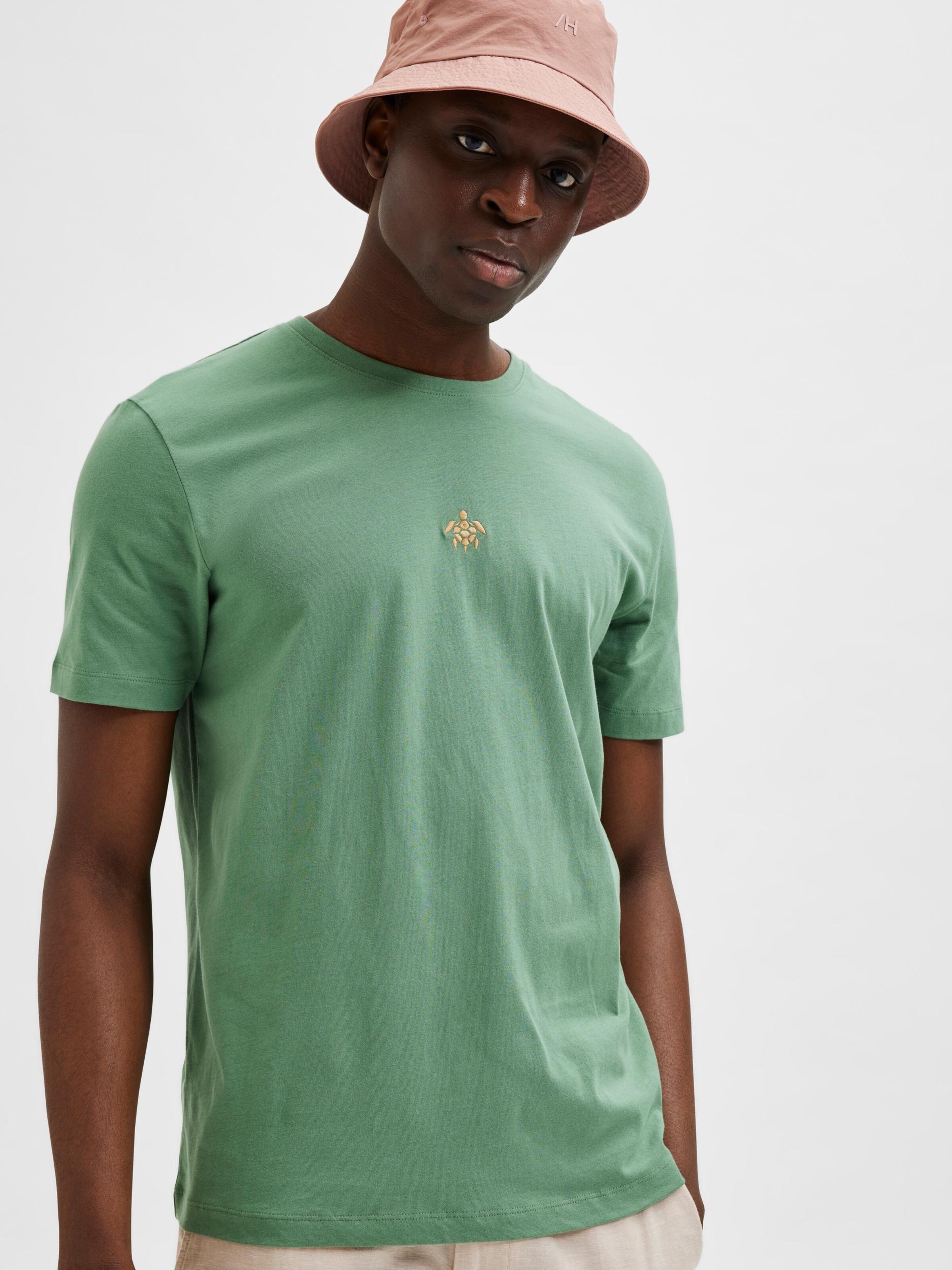 Männer Shirts SELECTED HOMME T-Shirt 'Wilder' in Jade - ME20181