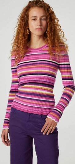 Fabienne Chapot Pull-over 'Banda' en jaune / violet / rose / blanc, Vue avec produit