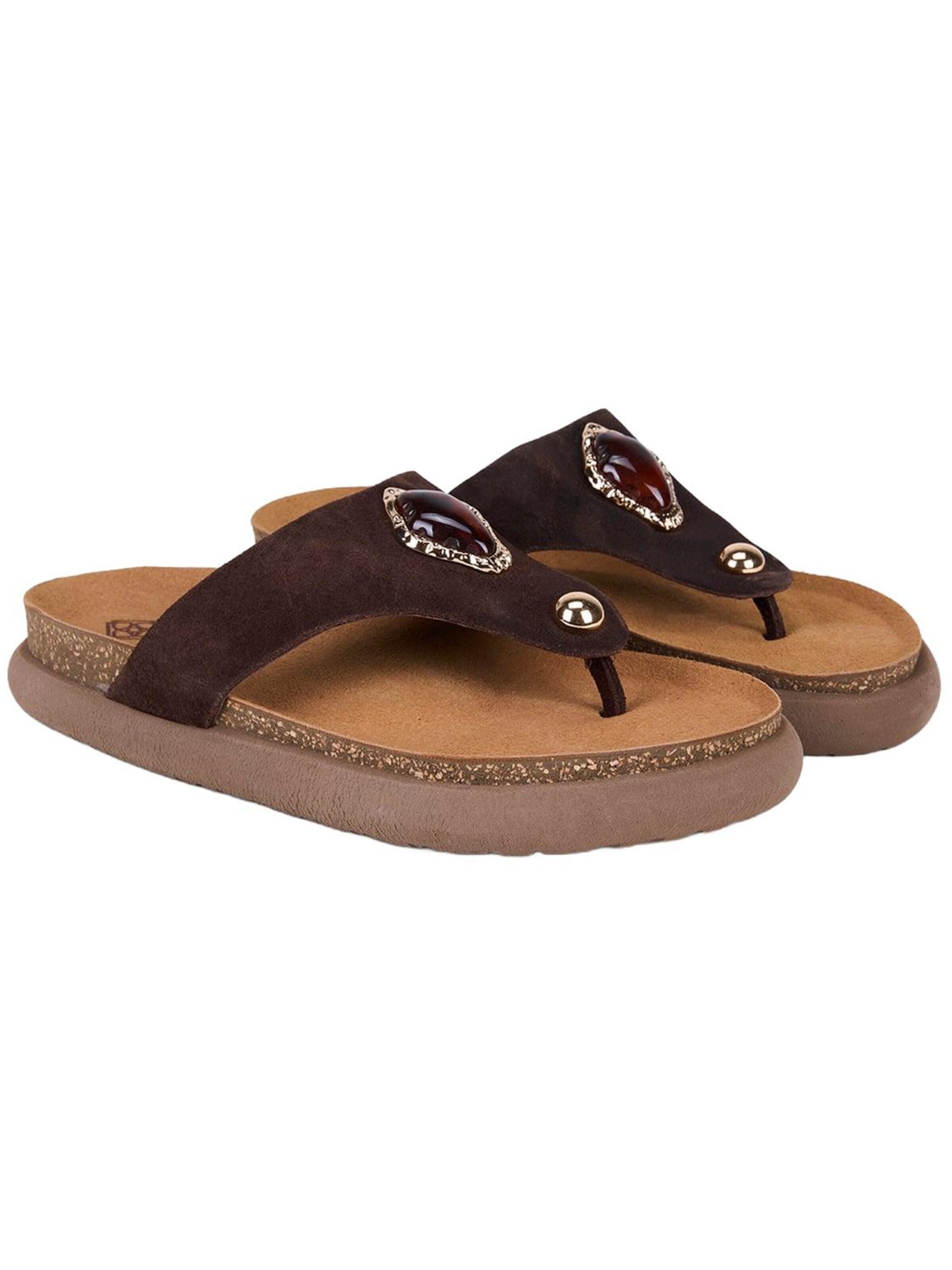 Desa T-bar sandals 'Zehenstegsandalen' in Brown